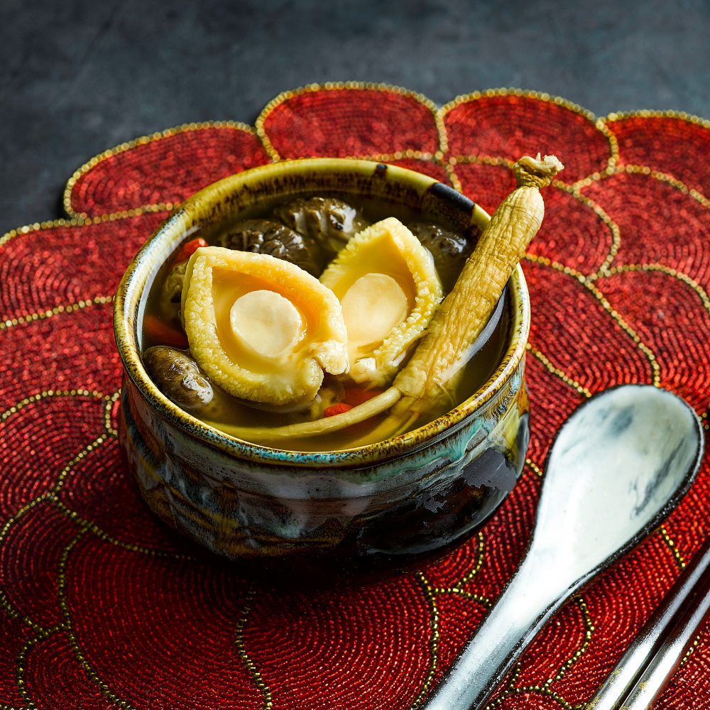 Fortune Baby Abalone Soup with Chicken & Wild Ginseng  聚宝瑶池上汤 (财神鲍鱼泡参鸡汤)