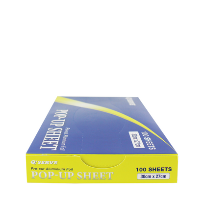 Q'Serve Aluminium Pop Up Foil Sheets (Pre-Cut Foil) 30cm x 27cm x 100 sheets