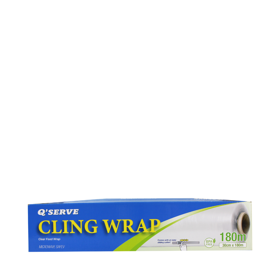 Q'Serve Cling Wrap 30cm x 180m (with Cutter) - MICROWAVE SAFE