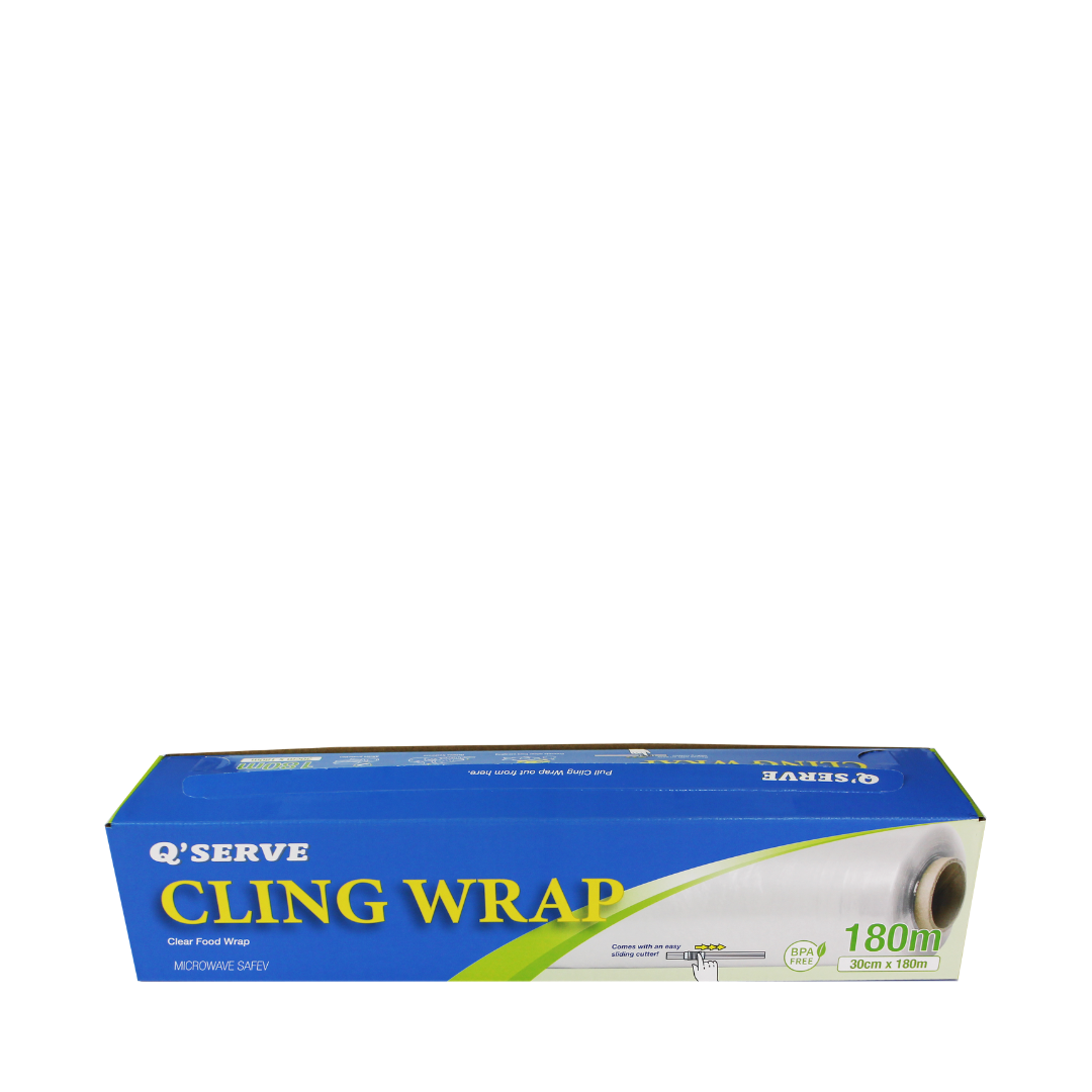 Q'Serve Cling Wrap 30cm x 180m (with Cutter) - MICROWAVE SAFE