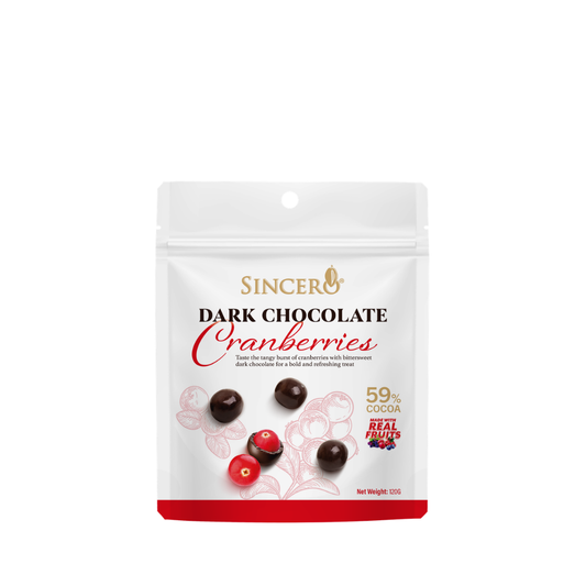 Sincero Dark Chocolate Coated Cranberries 120g