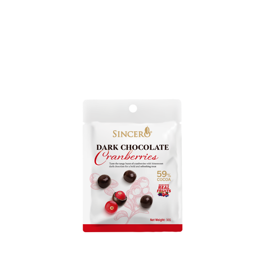 Sincero Dark Chocolate Coated Cranberries 30g