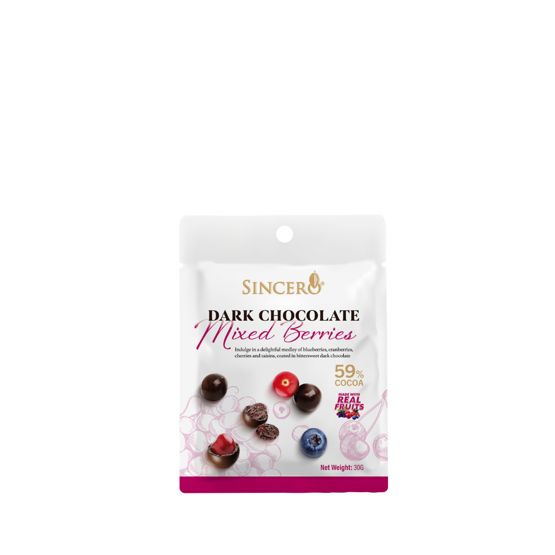 Sincero Dark Chocolate Coated Mixed Berries 30g