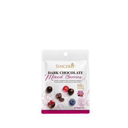 Sincero Dark Chocolate Coated Mixed Berries 30g