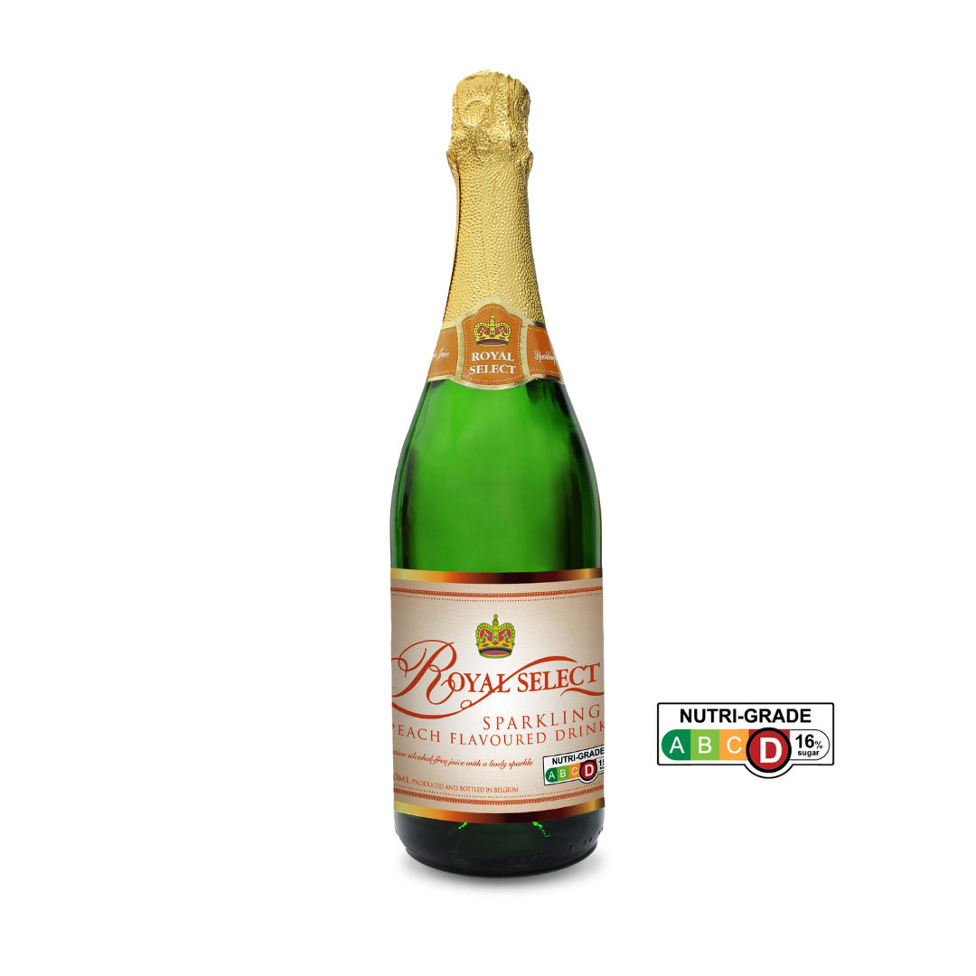 Royal Select Peach Flavoured Sparkling Juice 750ml (Carton of 12 Bottles)