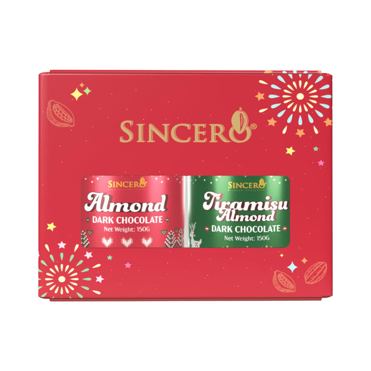 Sincero Dark Chocolate Festive Milk Tin 150g x 2