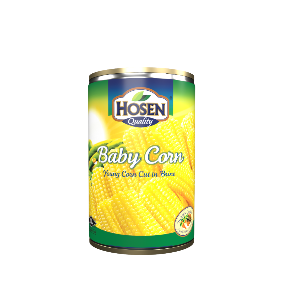 Hosen Baby Corn Young Corn Cut in Brine 400g