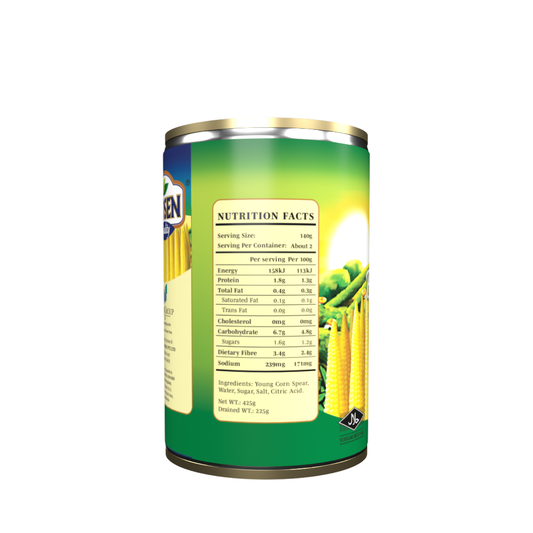 Hosen Baby Corn Young Corn Spear in Brine 425g