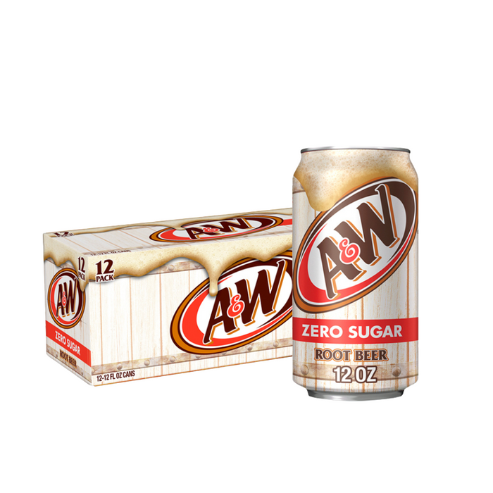 A&W Root Beer Zero Sugar 12oz x 12 (Carton Deal)