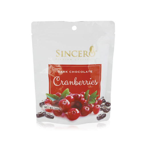 Sincero Dark Chocolate Coated Cranberries 200g