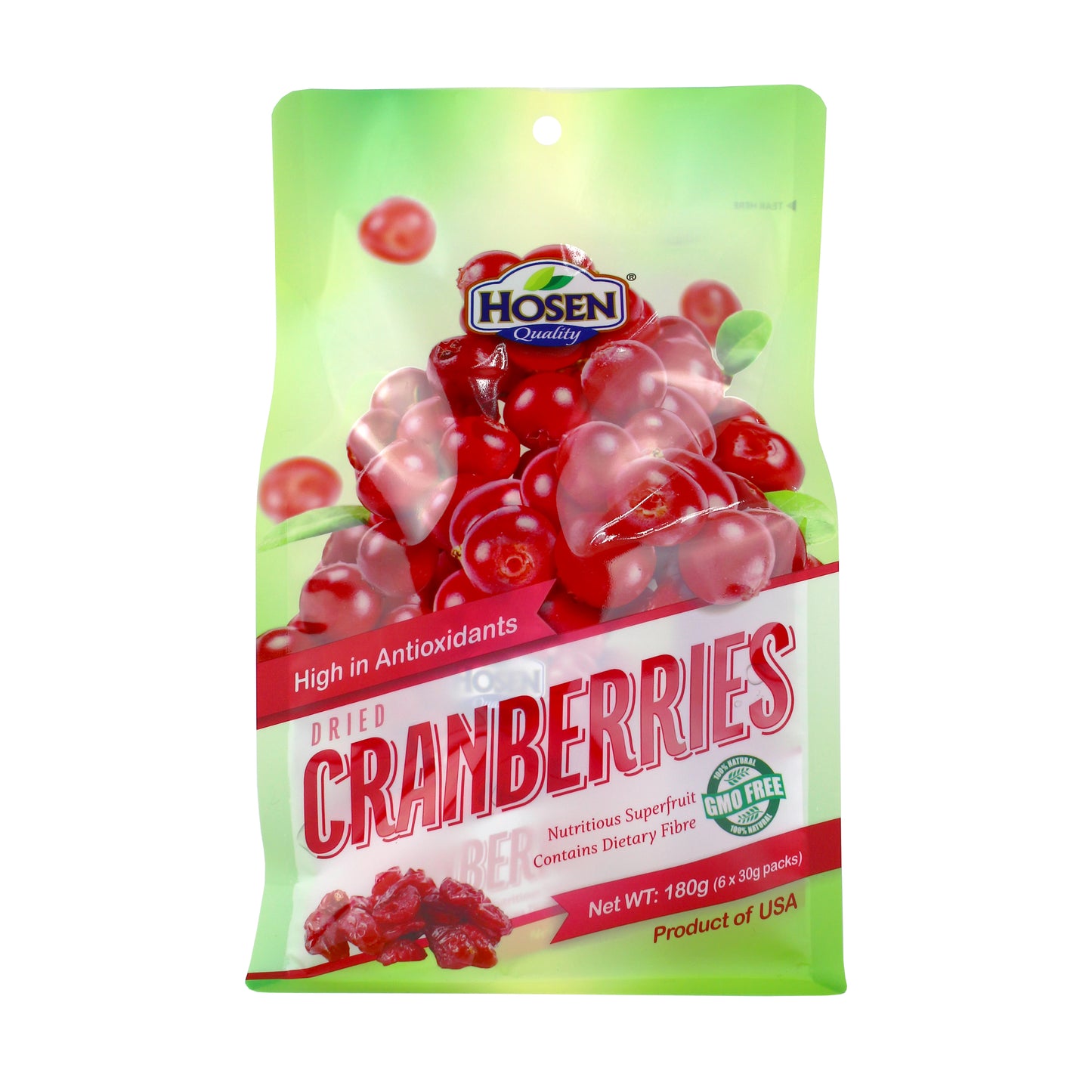 Hosen Dried Cranberries 6 x 30g (Multi-Pack)