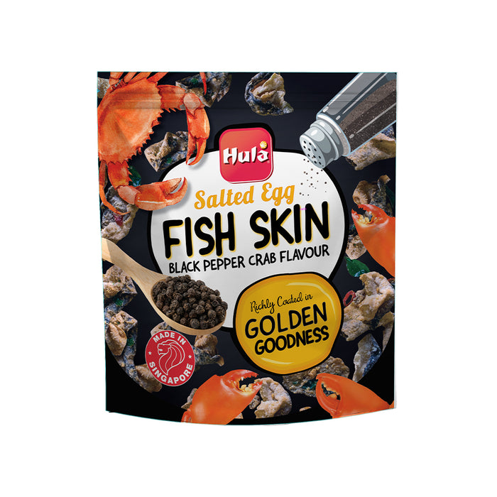 Hula Salted Egg Fish Skin - Black Pepper Crab Flavour 200g