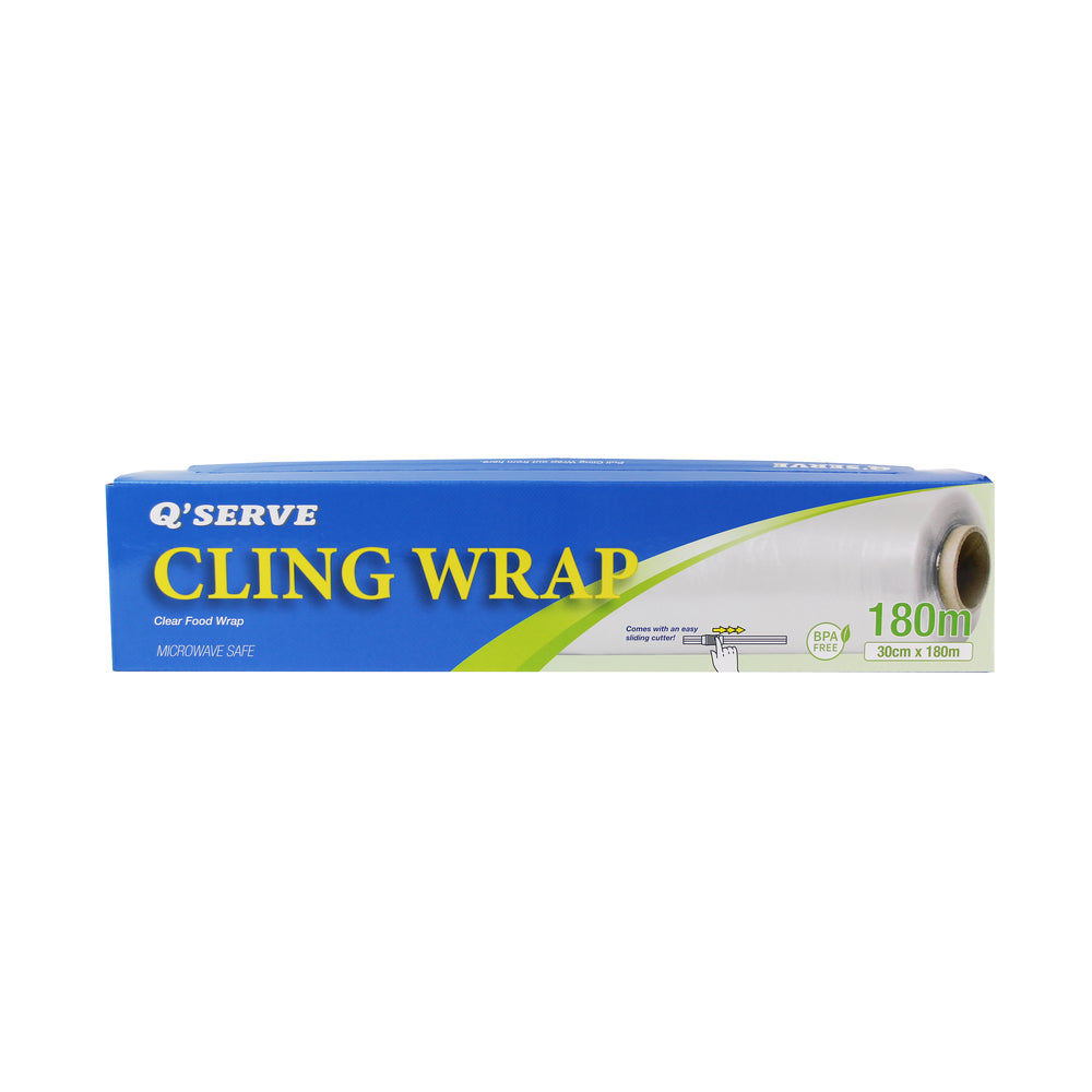Q'Serve Cling Wrap 30cm x 180m (with Cutter) - MICROWAVE SAFE