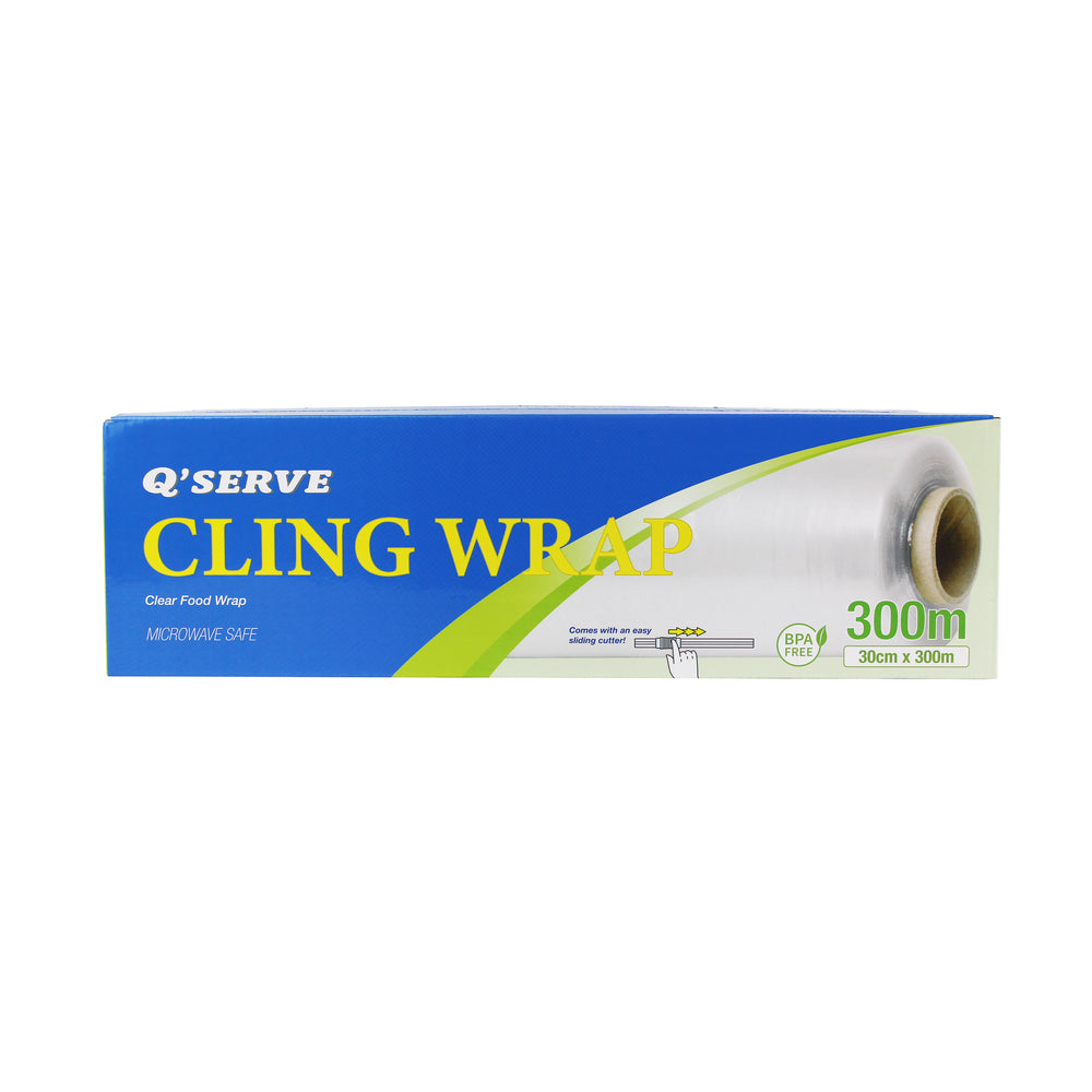 Q'Serve Cling Wrap 30cm x 300m (with Cutter) - MICROWAVE SAFE