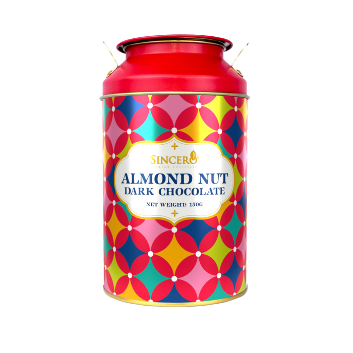 Sincero Christmas Festive Milk Tins - Almond Nut Dark Chocolate 150g